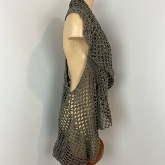 Vintage Women’s One Size Knit Crotchet Cardigan Shawl Wrap Fishnet Grunge - Picture 3 of 10